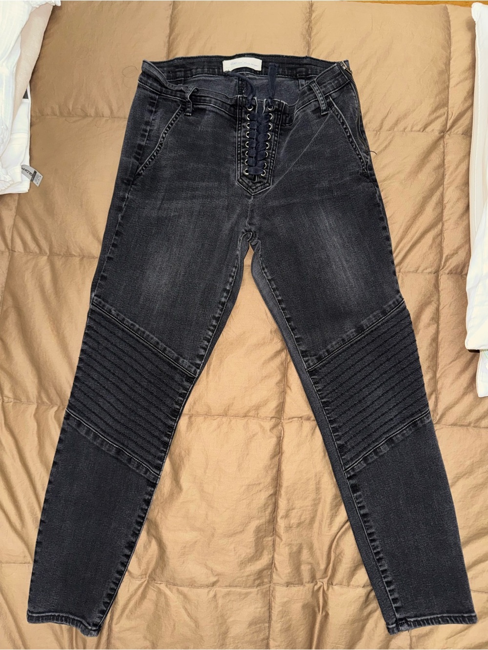 GAP Black Lace-Up Moto Skinny Jeans